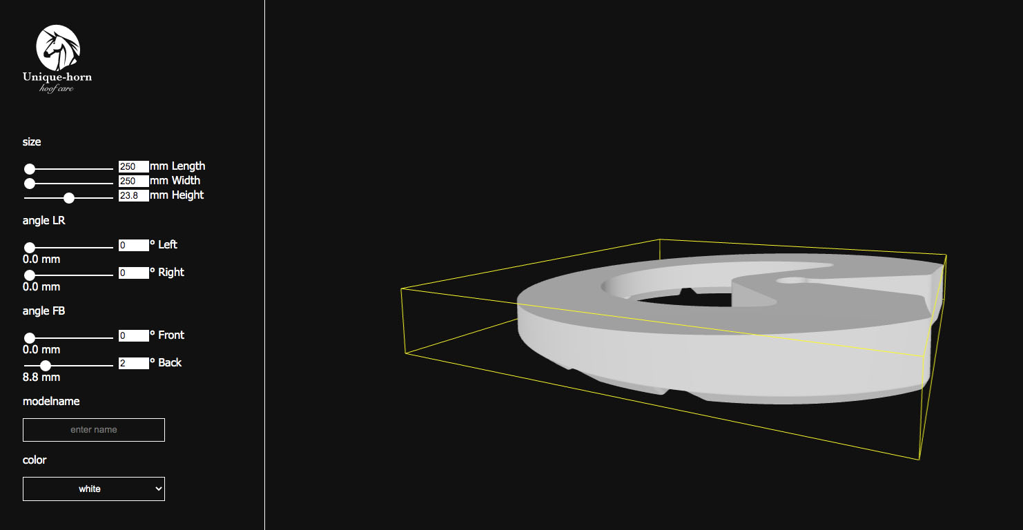 3d geprint hoefijzer van Unique-horn